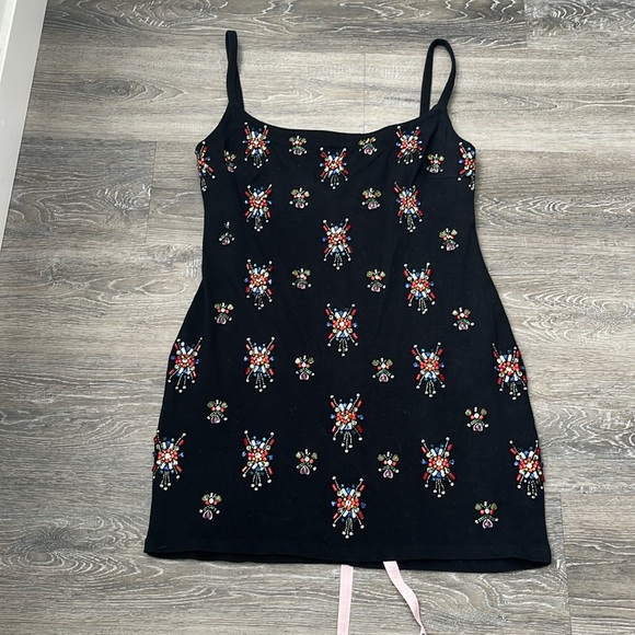 Mac Duggal Cotton Embellished Mini Dress - Picture 5 of 8